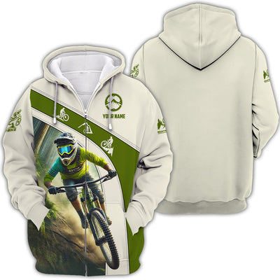 Custom Your Name Mountain Bike 3D T-Shirt, Mountain Bike Polo Shirt, Lightweight Sportswear, Personalized MTB Apparel, Gift for Cyclists