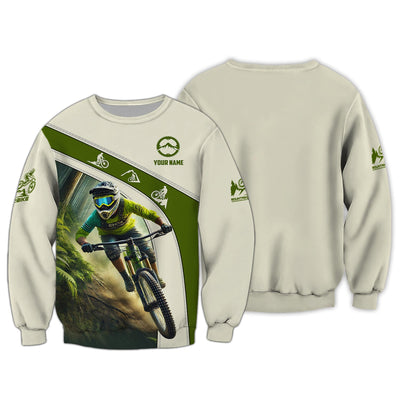 Custom Your Name Mountain Bike 3D T-Shirt, Mountain Bike Polo Shirt, Lightweight Sportswear, Personalized MTB Apparel, Gift for Cyclists