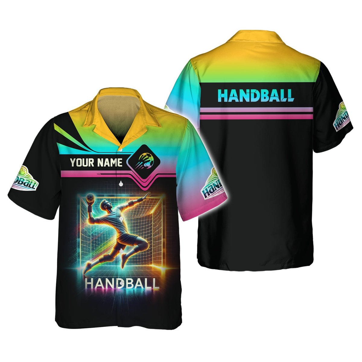 Custom Name Handball Goal Multi Color T-Shirt 3D Design, Handball Shirt, Lightweight Sportswear, Gift For Sports Fan