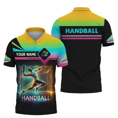 Custom Name Handball Goal Multi Color T-Shirt 3D Design, Handball Shirt, Lightweight Sportswear, Gift For Sports Fan