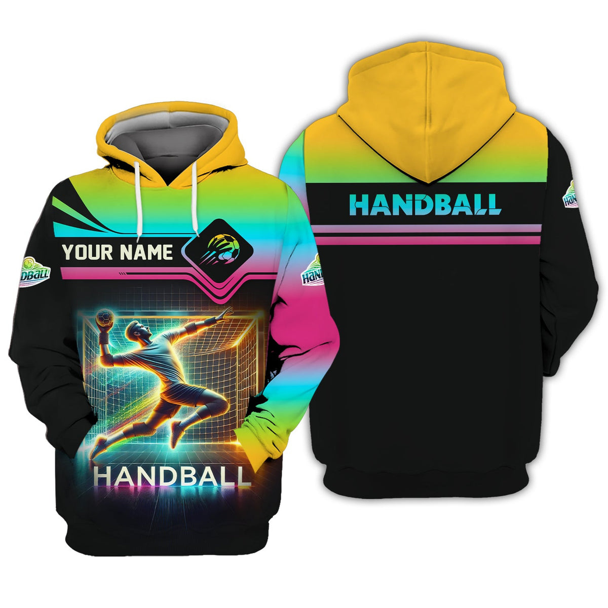 Custom Name Handball Goal Multi Color T-Shirt 3D Design, Handball Shirt, Lightweight Sportswear, Gift For Sports Fan