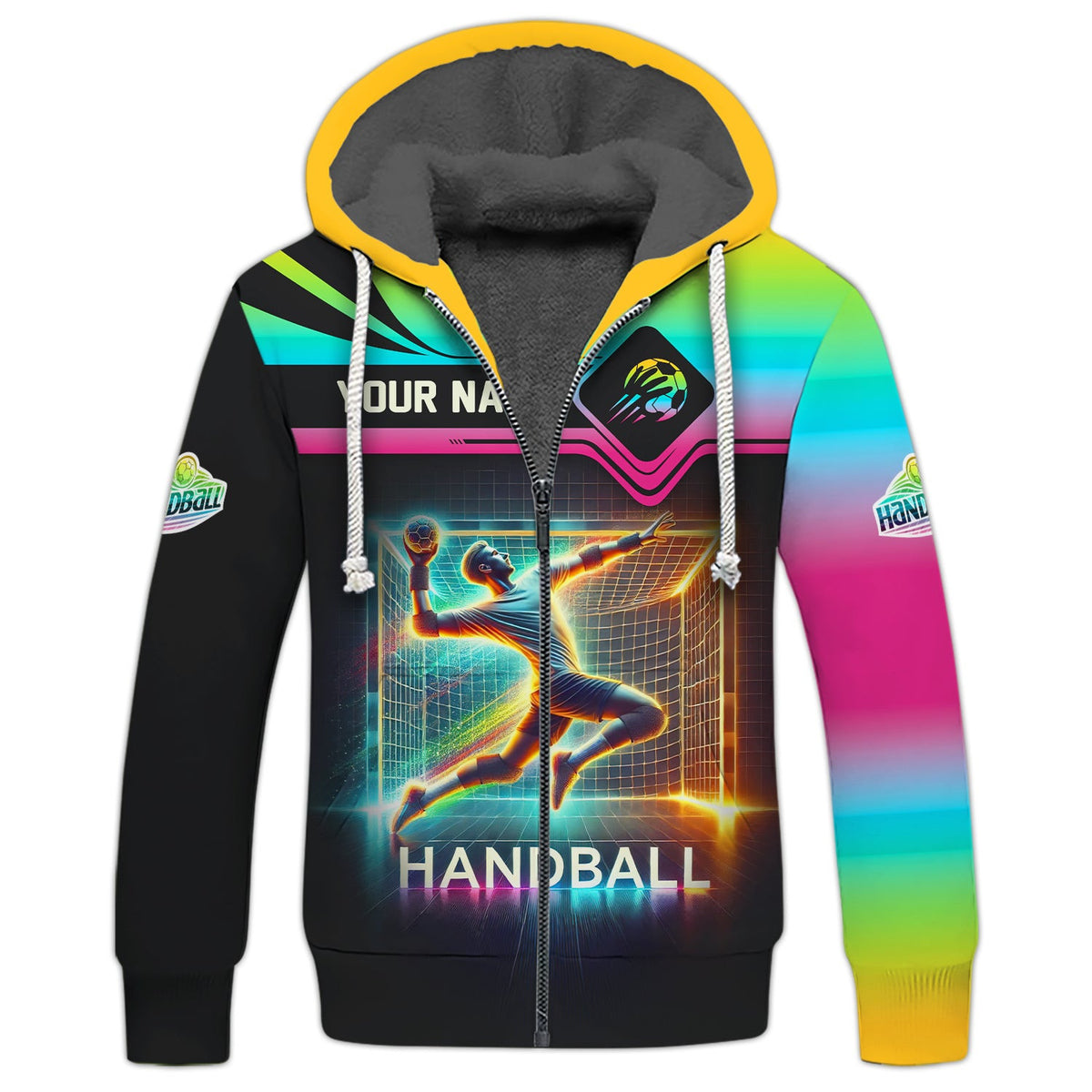 Custom Name Handball Goal Multi Color T-Shirt 3D Design, Handball Shirt, Lightweight Sportswear, Gift For Sports Fan