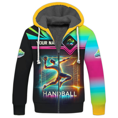 Custom Name Handball Goal Multi Color T-Shirt 3D Design, Handball Shirt, Lightweight Sportswear, Gift For Sports Fan