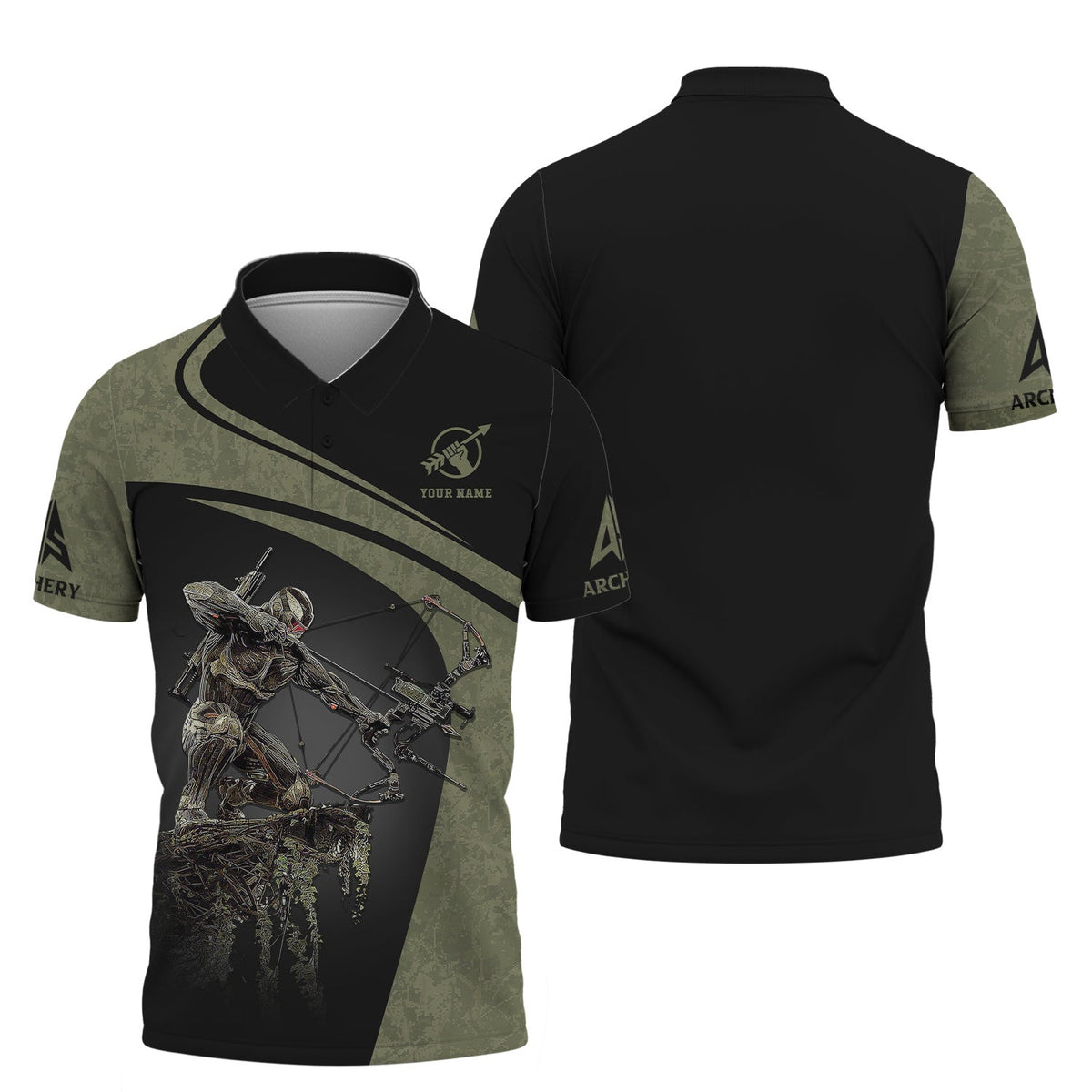 Crysis Archery Custom Name T-Shirt 3D, Archery Polo Shirts, Lightweight Sportswear, Gift for Archers