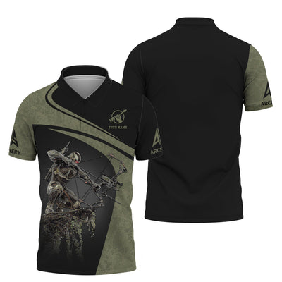 Crysis Archery Custom Name T-Shirt 3D, Archery Polo Shirts, Lightweight Sportswear, Gift for Archers