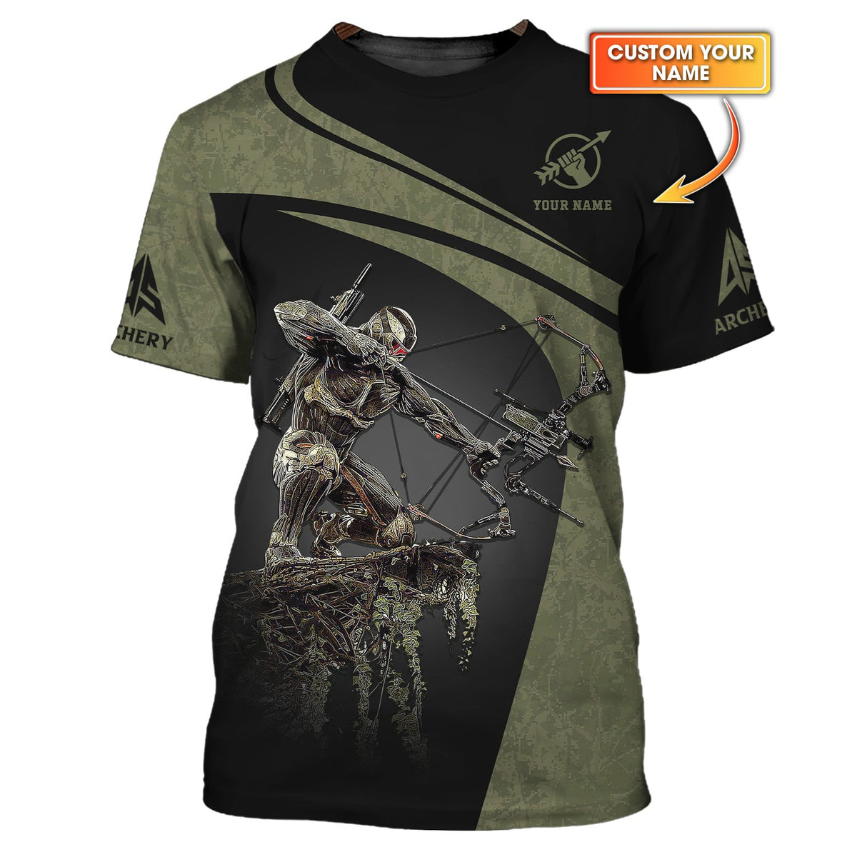 Crysis Archery Custom Name T-Shirt 3D, Archery Polo Shirts, Lightweight Sportswear, Gift for Archers