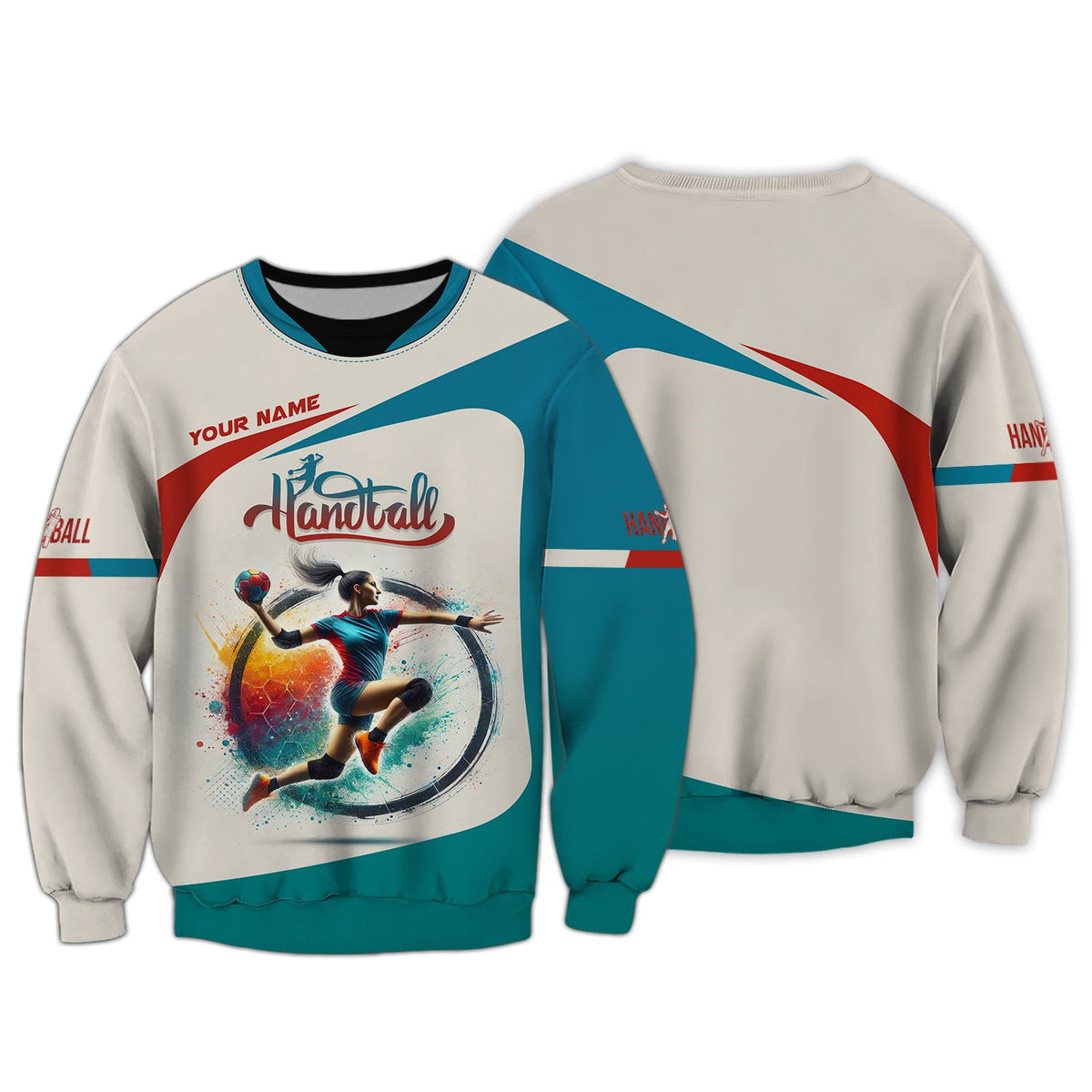 Custom Name Handball Women Player T-Shirt 3D Design, Handball Shirt, Lightweight Sportswear, Gift For Sports Fan