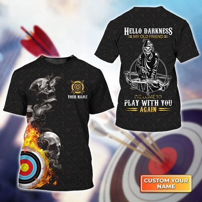 Archery Hello Darkness My Old Friend Personalized Name 3D Tshirt Gift For Archer