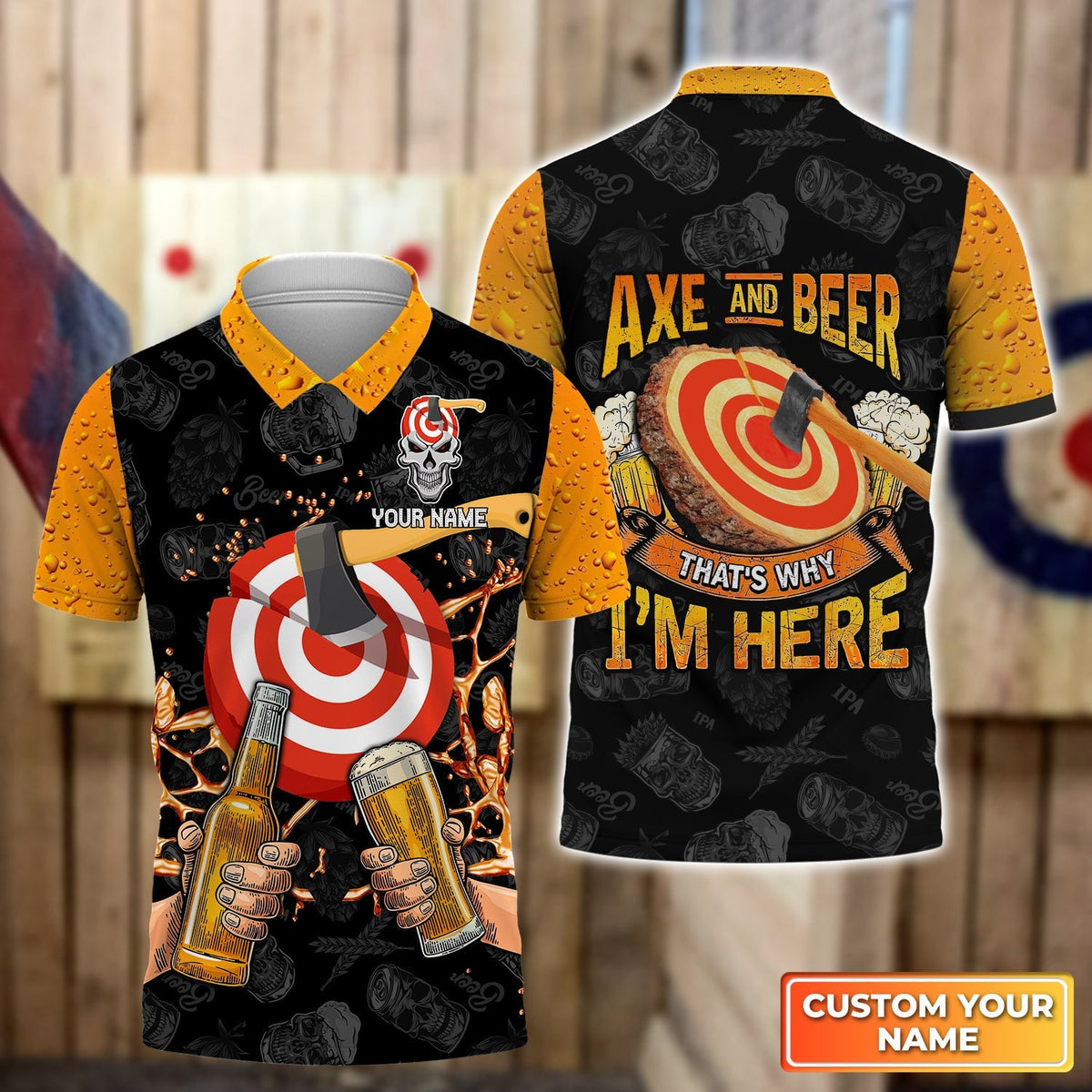 Axe And Beer That's Why I'm Here Personalized Name 3D Polo Shirt For Team Player