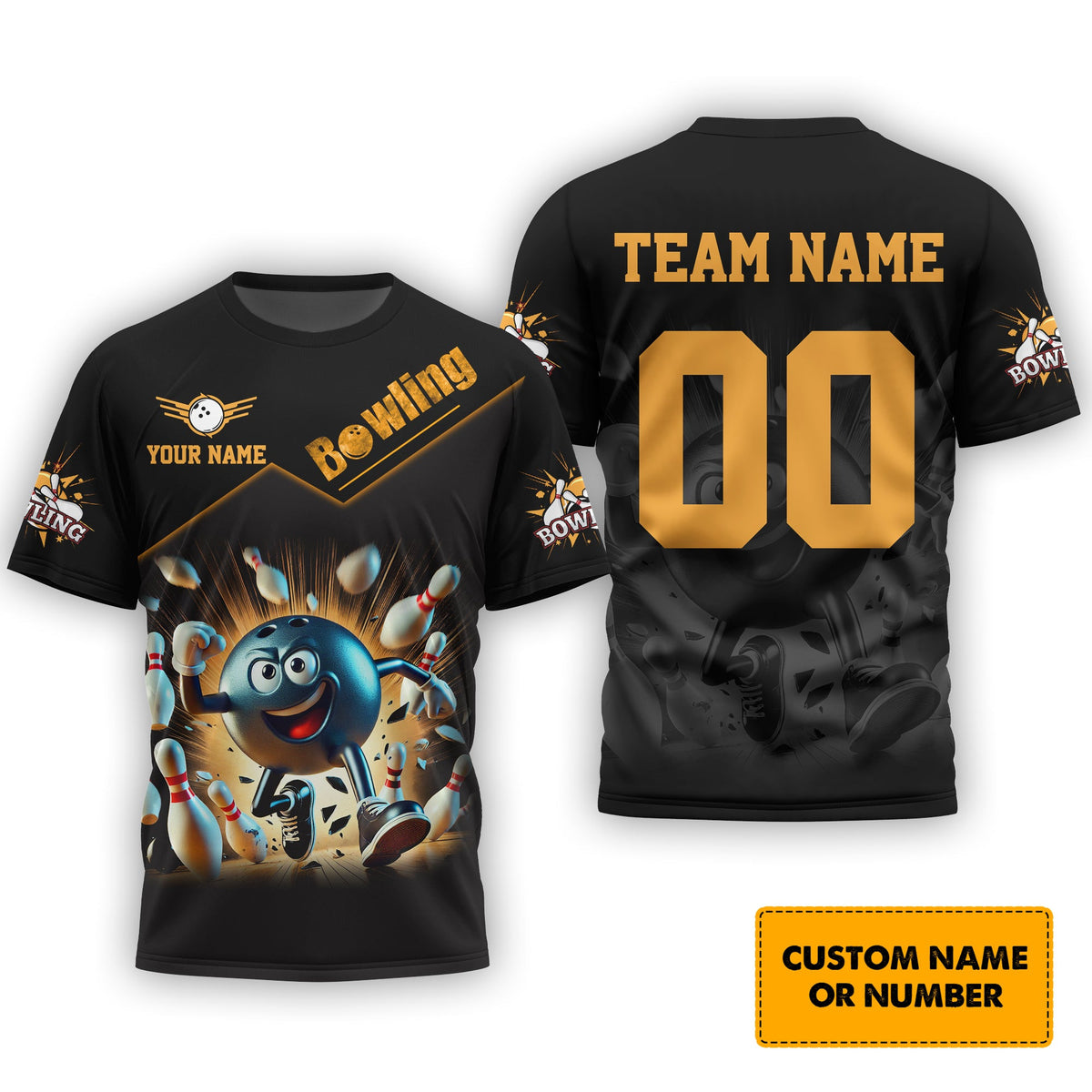 Personalized Name & Team Strike Bowling 3D Polo Shirt, Bowling T-Shirt, Gift For Bowler
