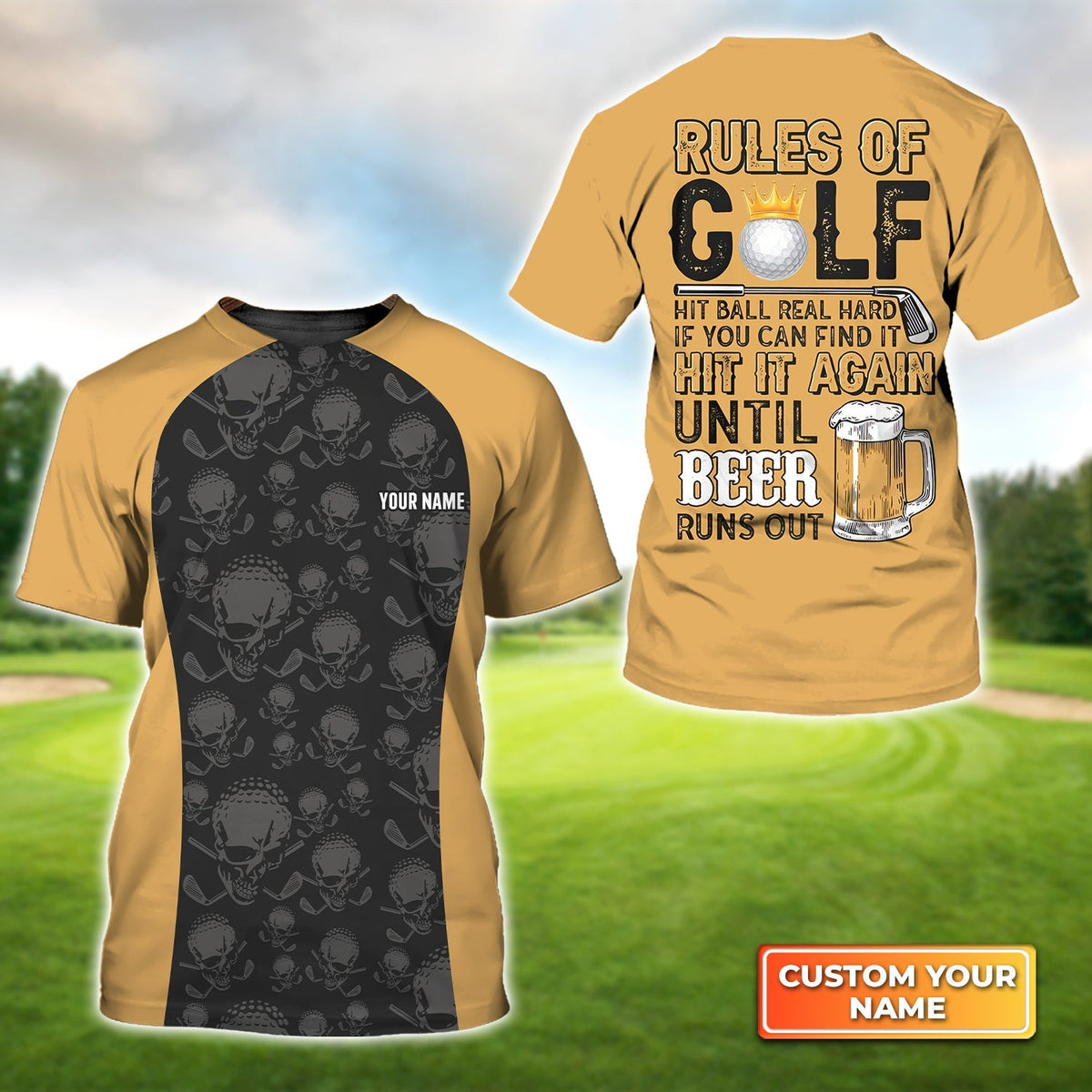 Rules of Golf, Personalized Name 3D Tshirt Gift For Golfer