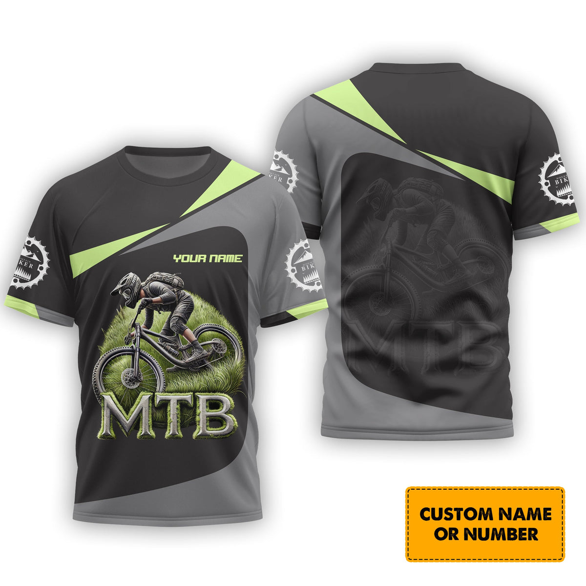 Custom Name Mountain Bike 3D T-Shirt MTB, MTB Polo Shirt, Personalized MTB Apparel, Gift for Cyclists