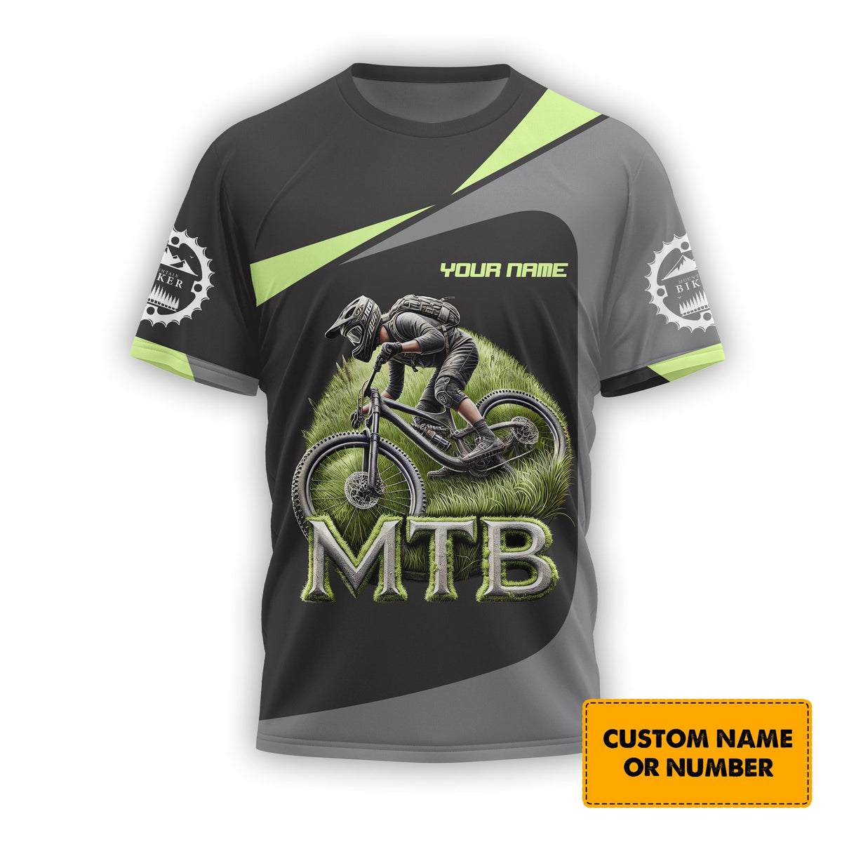 Custom Name Mountain Bike 3D T-Shirt MTB, MTB Polo Shirt, Personalized MTB Apparel, Gift for Cyclists