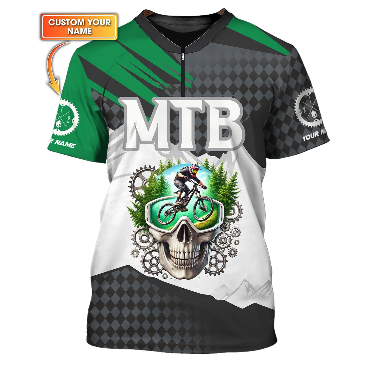 Custom Name Mountain Bike T-shirt, Unisex Shirt, MTB Polo Shirt, Custom mtb Jersey, Gift for Cyclists