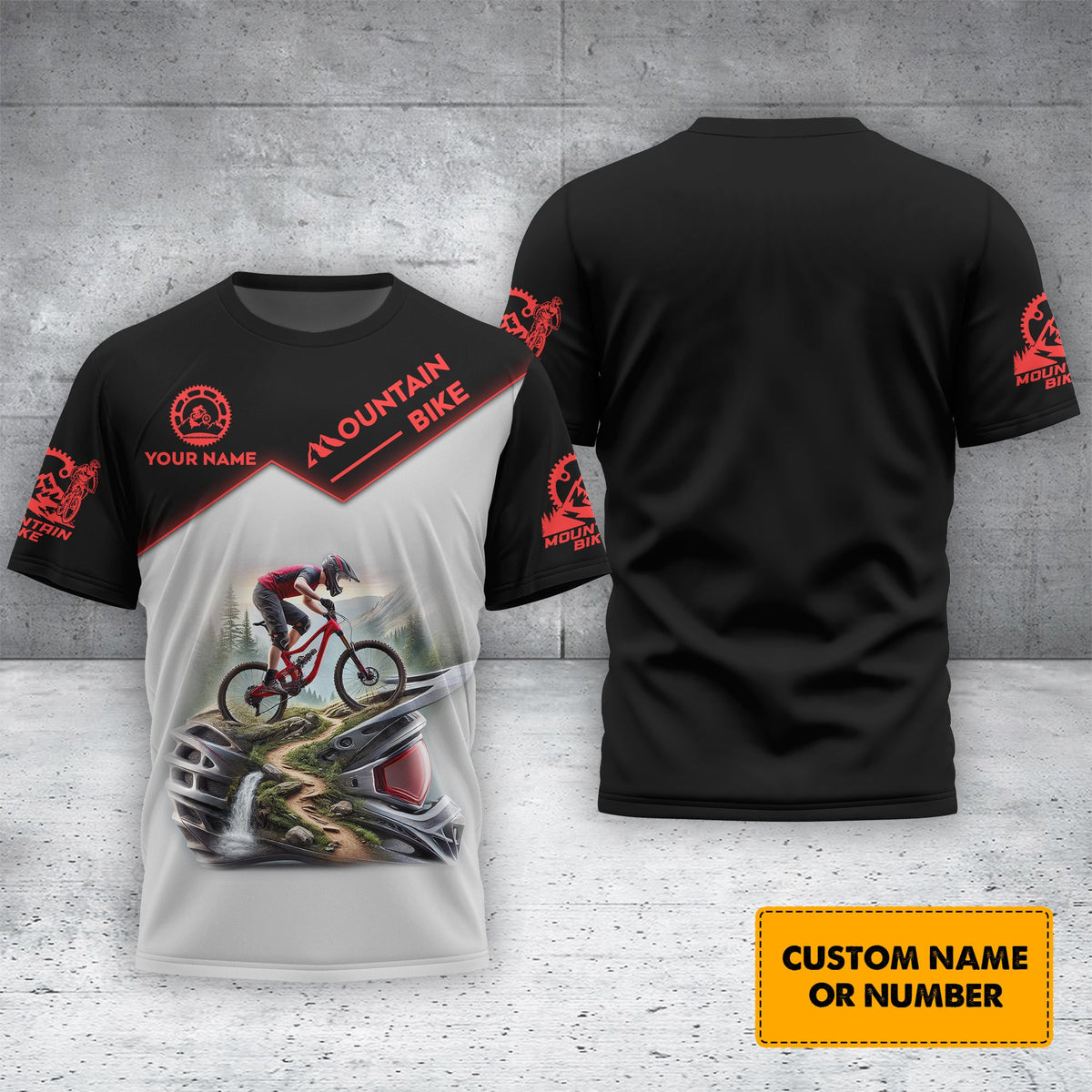 Custom Name Mountain Bike 3D T-Shirt, Mountain Bike Polo Shirt, MTB Zipper Hoodie, Lightweight Sportswear, Personalized MTB Apparel, Gift for Cyclists