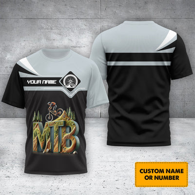 Custom Name Mountain Bike 3D T-Shirt, MTB Polo Shirt, Lightweight Sportswear, Personalized MTB Apparel, Gift for Cyclists