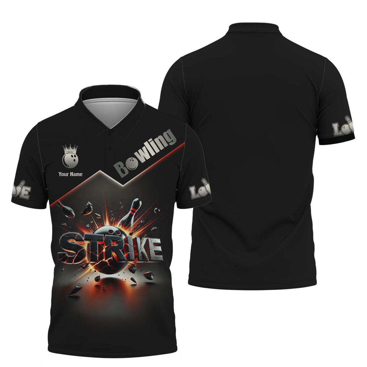 Strike Bowling Personalized Name 3D Polo Shirt, Custom Bowling Jersey, Bowling Gifts