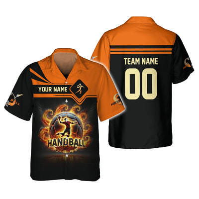 Custom Name & Number Handball Player T-Shirt 3D Fireball, Handball Shirt, Lightweight Sportswear, Gift For Sports Fan