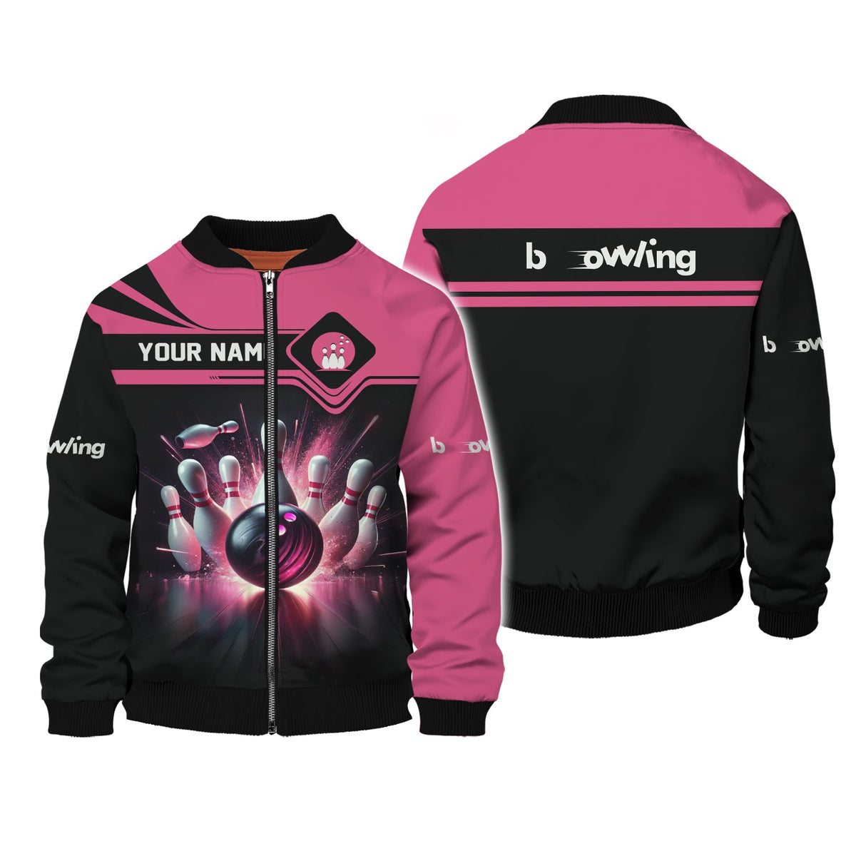Pink Strike Bowling Personalized Name 3D Polo Shirt, Bowling T-Shirt, Gift For Bowler