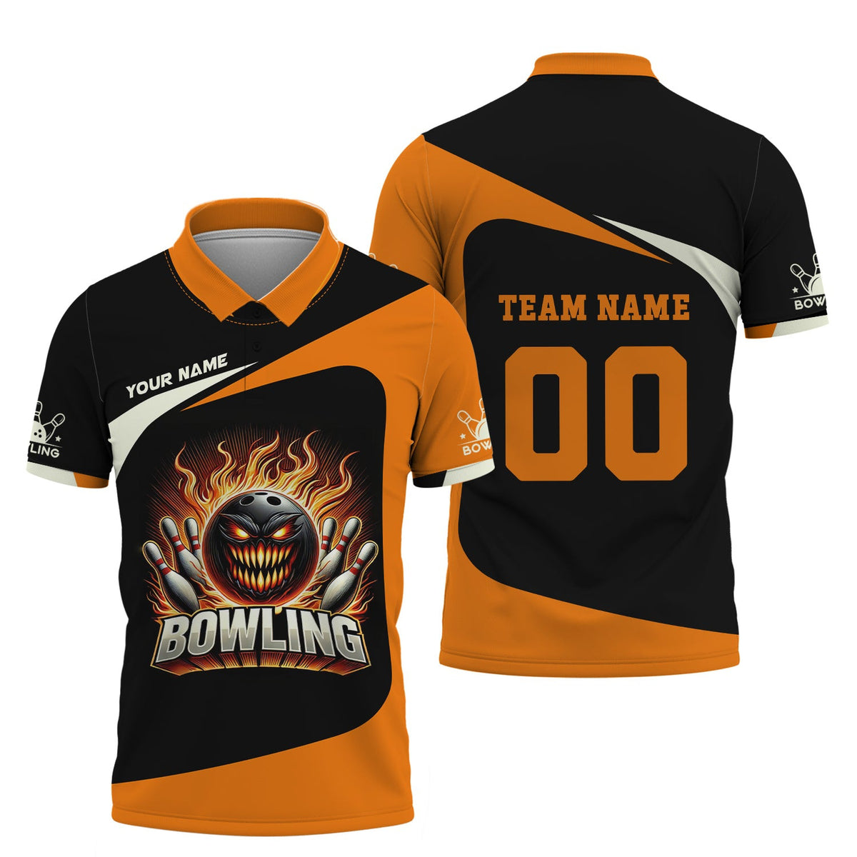 Custom Name Team & Number Bowling 3D Polo Shirt Design Angry, Bowling T-Shirt, Gift For Bowler