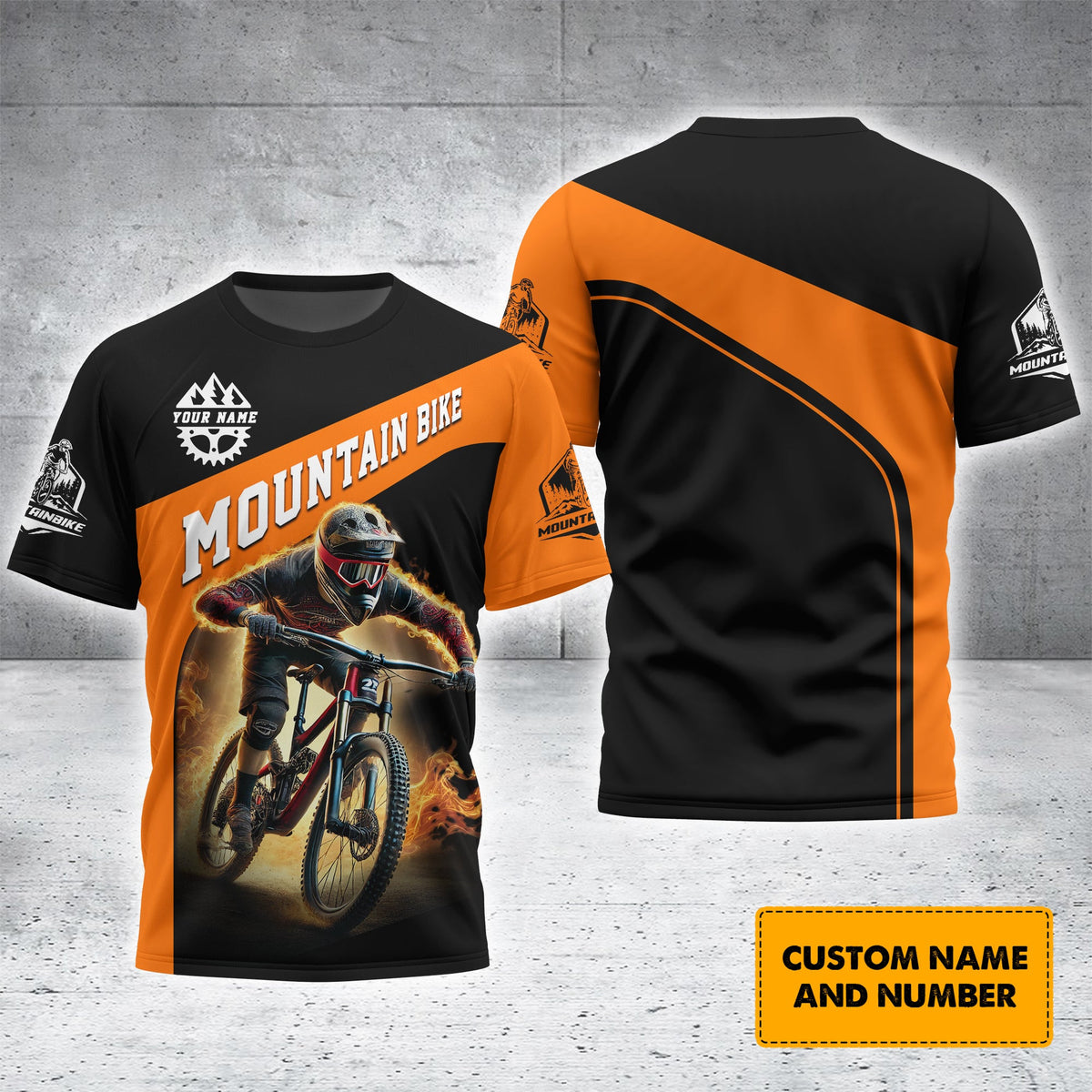 Custom Name Mountain Bike 3D T-Shirt, MTB Polo Shirt, Personalized MTB Apparel, Gift for Cyclists