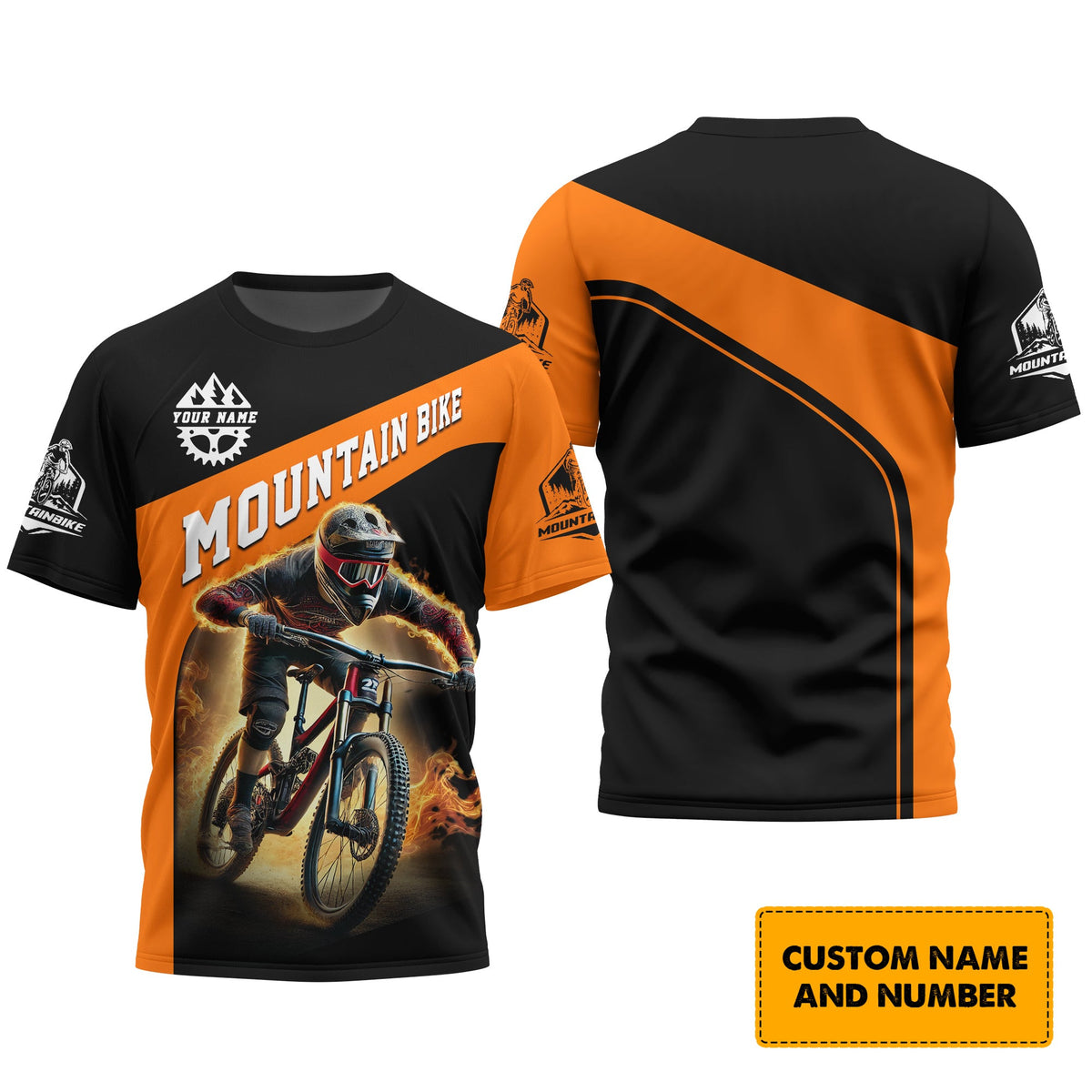 Custom Name Mountain Bike 3D T-Shirt, MTB Polo Shirt, Personalized MTB Apparel, Gift for Cyclists