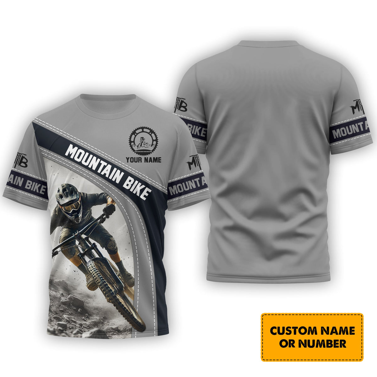 Custom Name Mountain Bike 3D T-Shirt MTB, MTB Polo Shirt, Personalized MTB Apparel, Gift for Cyclists