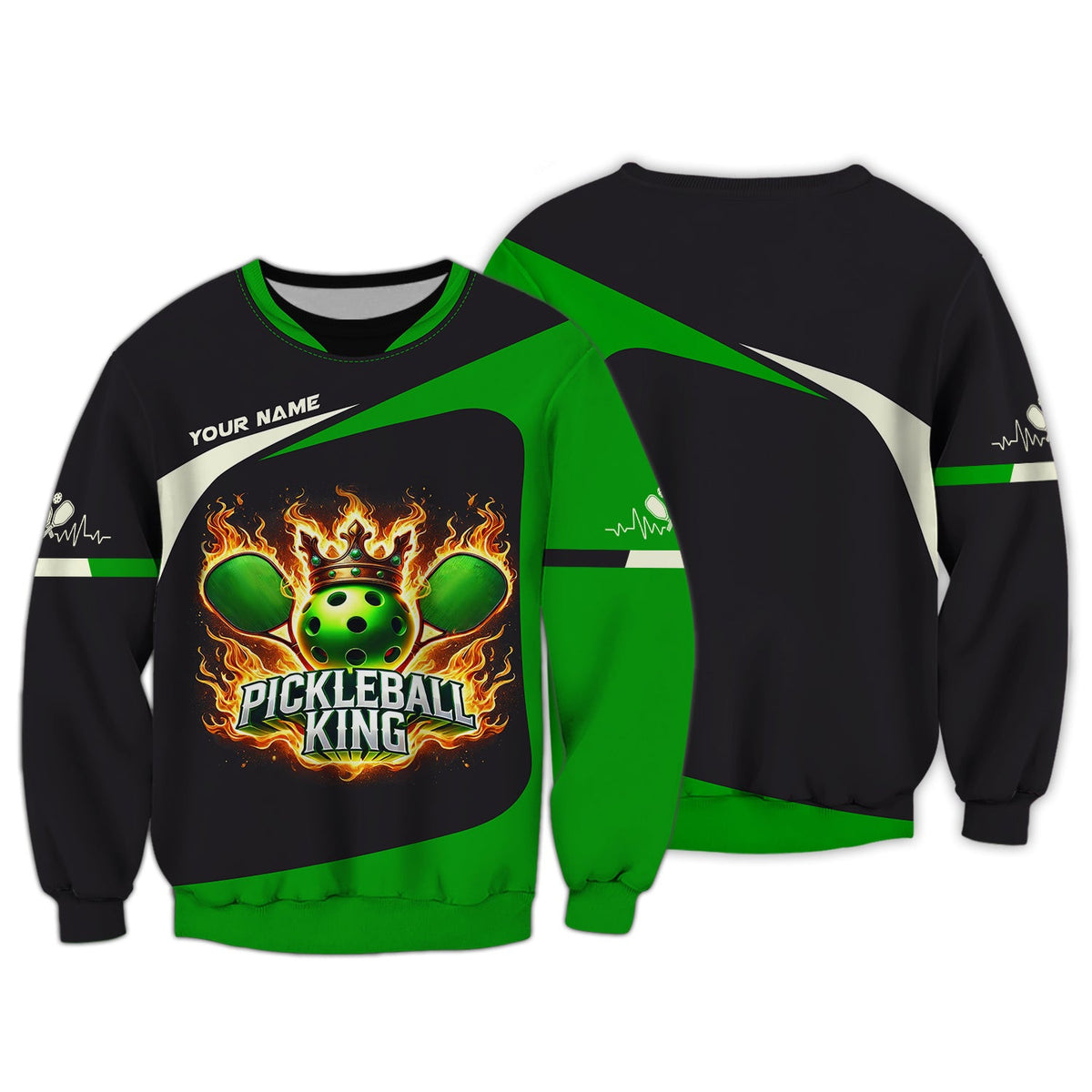 Custom Pickleball King Fire, Player Personalized Name 3D T-Shirts, Pickleball Polo Shirt, Gift For Pickleball Player
