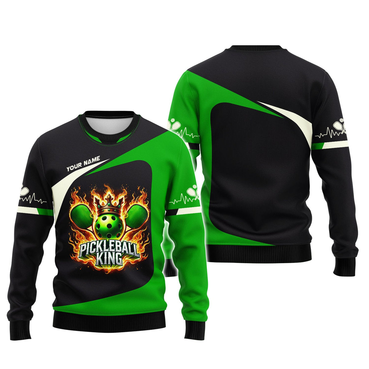 Custom Pickleball King Fire, Player Personalized Name 3D T-Shirts, Pickleball Polo Shirt, Gift For Pickleball Player
