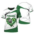 Custom Pickleball Player Personalized Name 3D Greenheart T-Shirts, Pickleball Polo Shirt, Gift For Pickleball Player
