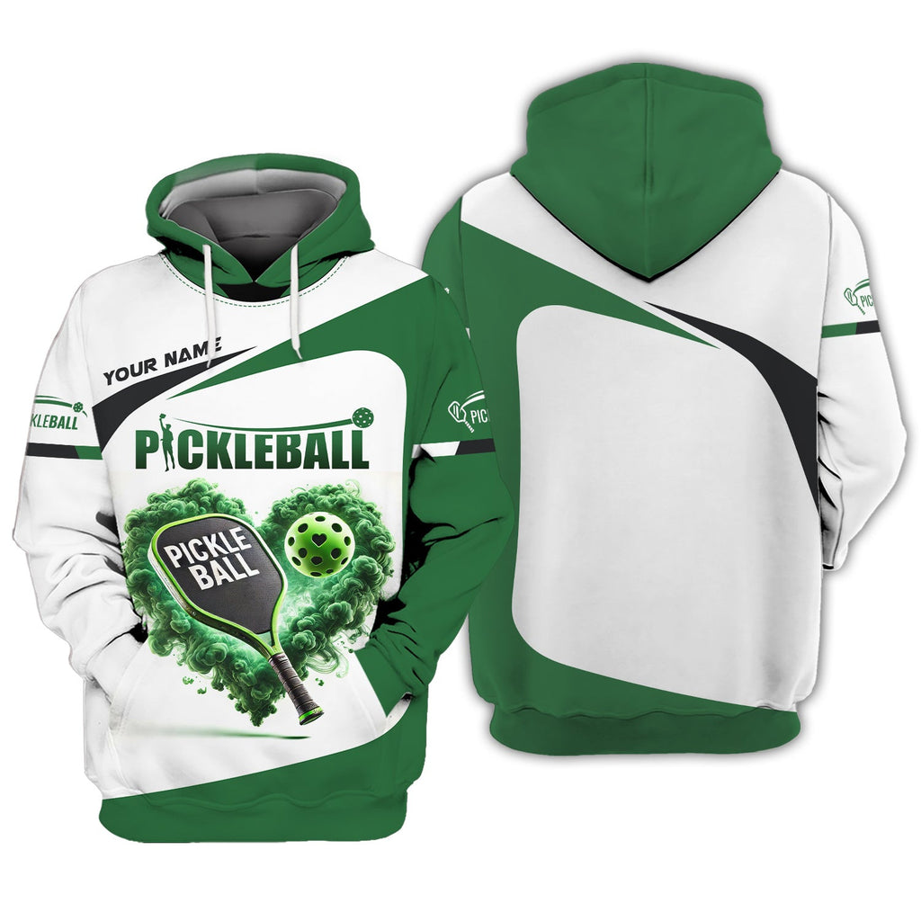 Custom Pickleball Player Personalized Name 3D Greenheart T-Shirts, Pickleball Polo Shirt, Gift For Pickleball Player