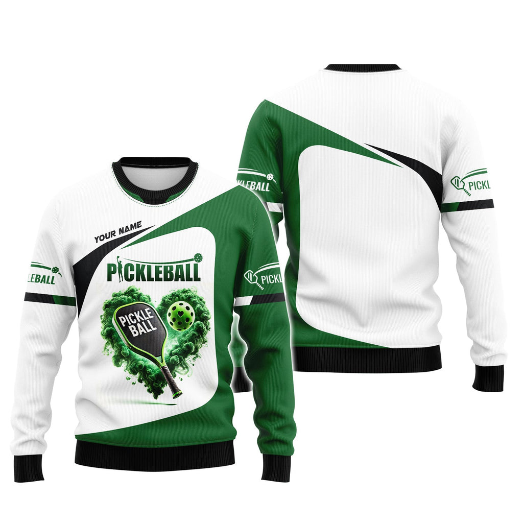 Custom Pickleball Player Personalized Name 3D Greenheart T-Shirts, Pickleball Polo Shirt, Gift For Pickleball Player