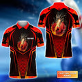Dragon Fire Flame Personalized Name 3D Polo Shirt Gift For Bowler