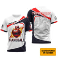Custom fire heart Handball T-Shirt 3D Design Name And Team, Lightweight Sportswear, Gift For Sports Fan