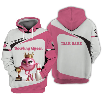 Bowling Queen Of The Lanes Personalized Name & Team 3D Polo Shirt, Bowling T-Shirt, Gift For Bowler