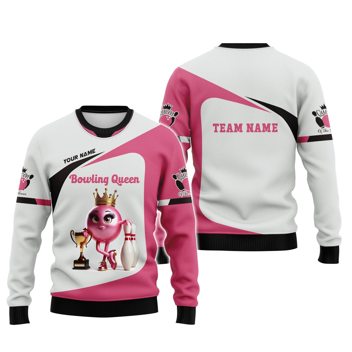 Bowling Queen Of The Lanes Personalized Name & Team 3D Polo Shirt, Bowling T-Shirt, Gift For Bowler