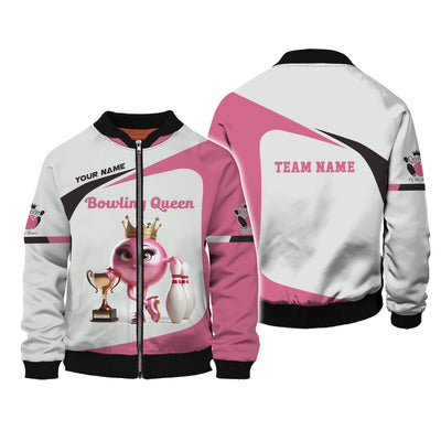 Bowling Queen Of The Lanes Personalized Name & Team 3D Polo Shirt, Bowling T-Shirt, Gift For Bowler