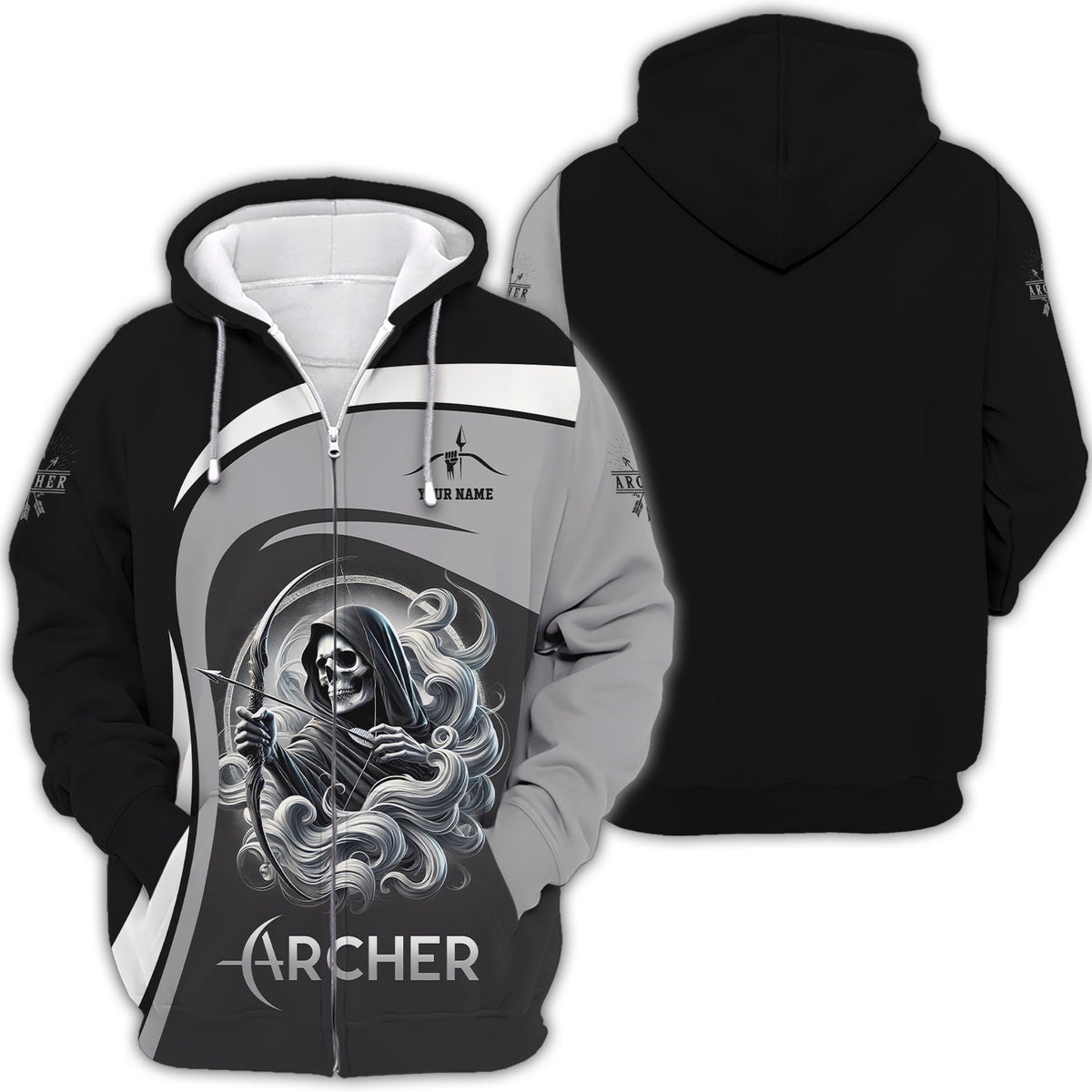 Custom Name Death Archer T-Shirt 3D, Archery Polo Shirts, Lightweight Sportswear, Gift for Archers