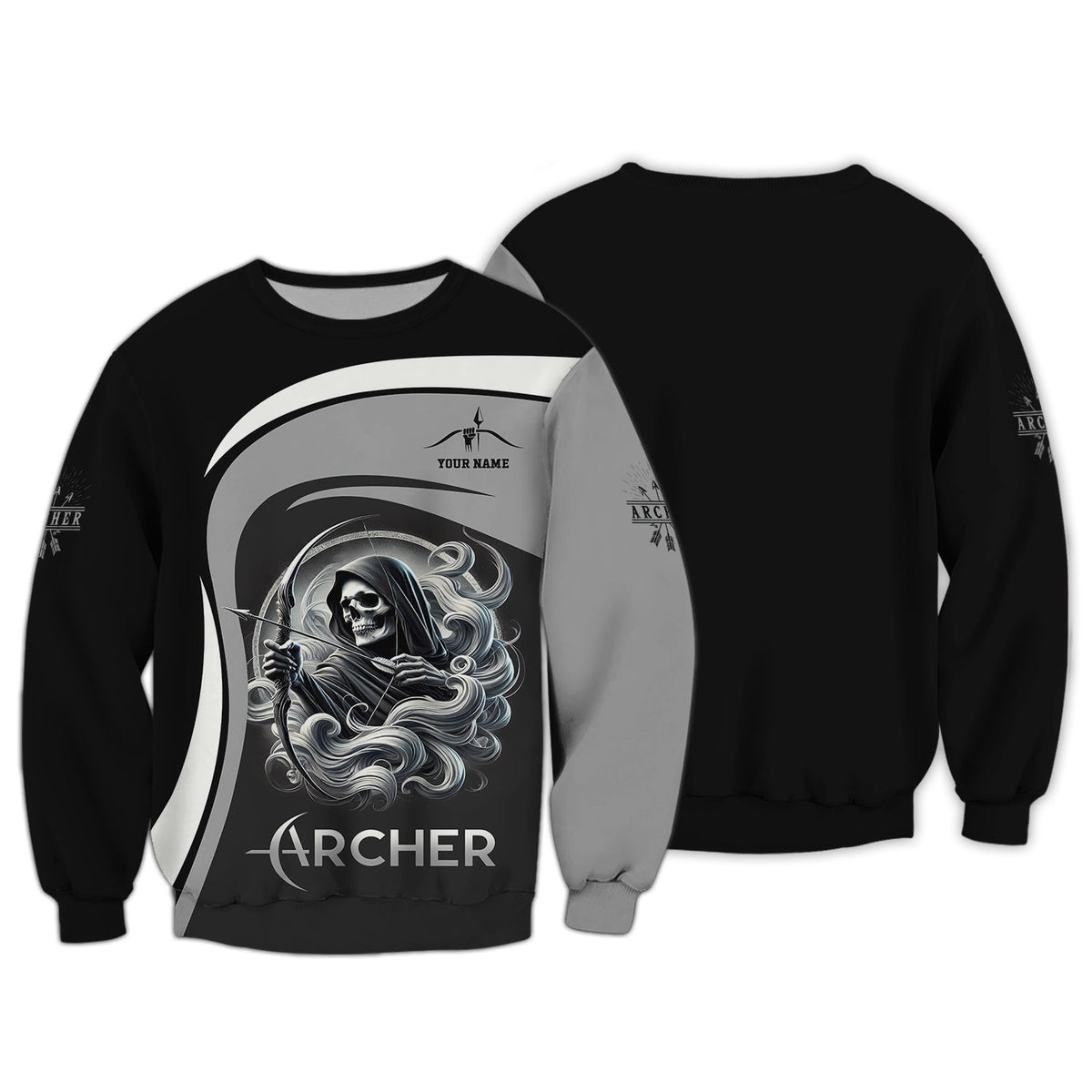 Custom Name Death Archer T-Shirt 3D, Archery Polo Shirts, Lightweight Sportswear, Gift for Archers