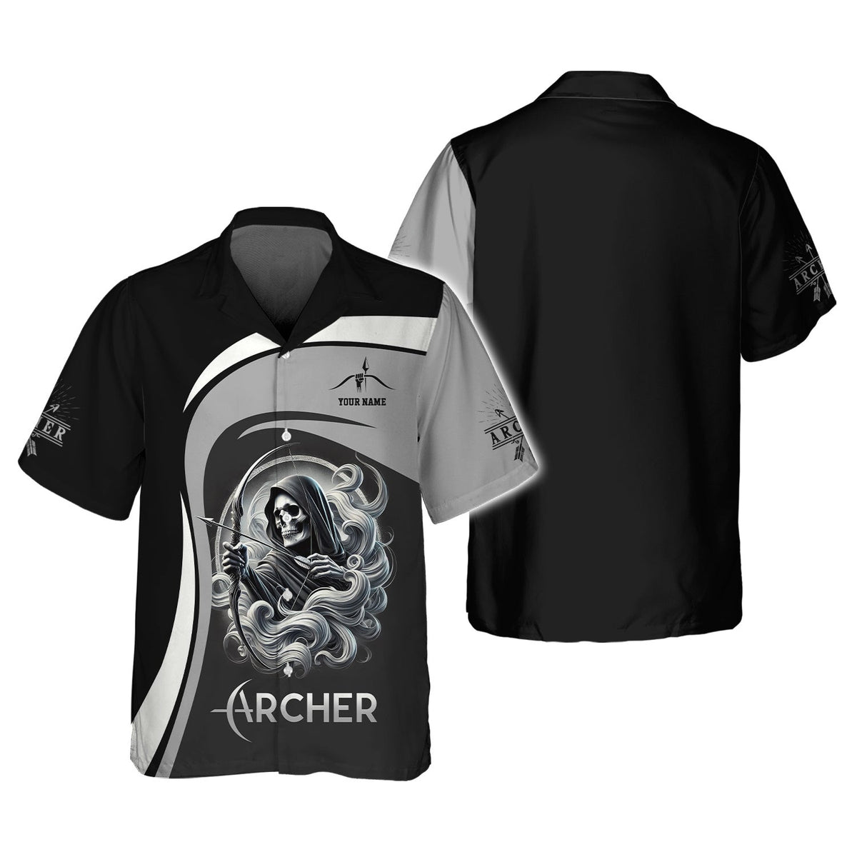 Custom Name Death Archer T-Shirt 3D, Archery Polo Shirts, Lightweight Sportswear, Gift for Archers