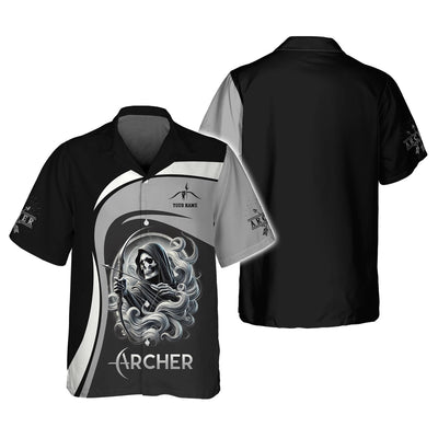 Custom Name Death Archer T-Shirt 3D, Archery Polo Shirts, Lightweight Sportswear, Gift for Archers