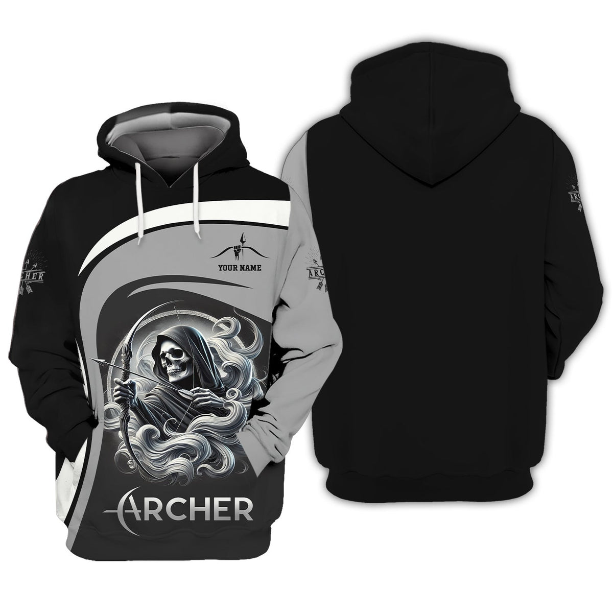 Custom Name Death Archer T-Shirt 3D, Archery Polo Shirts, Lightweight Sportswear, Gift for Archers