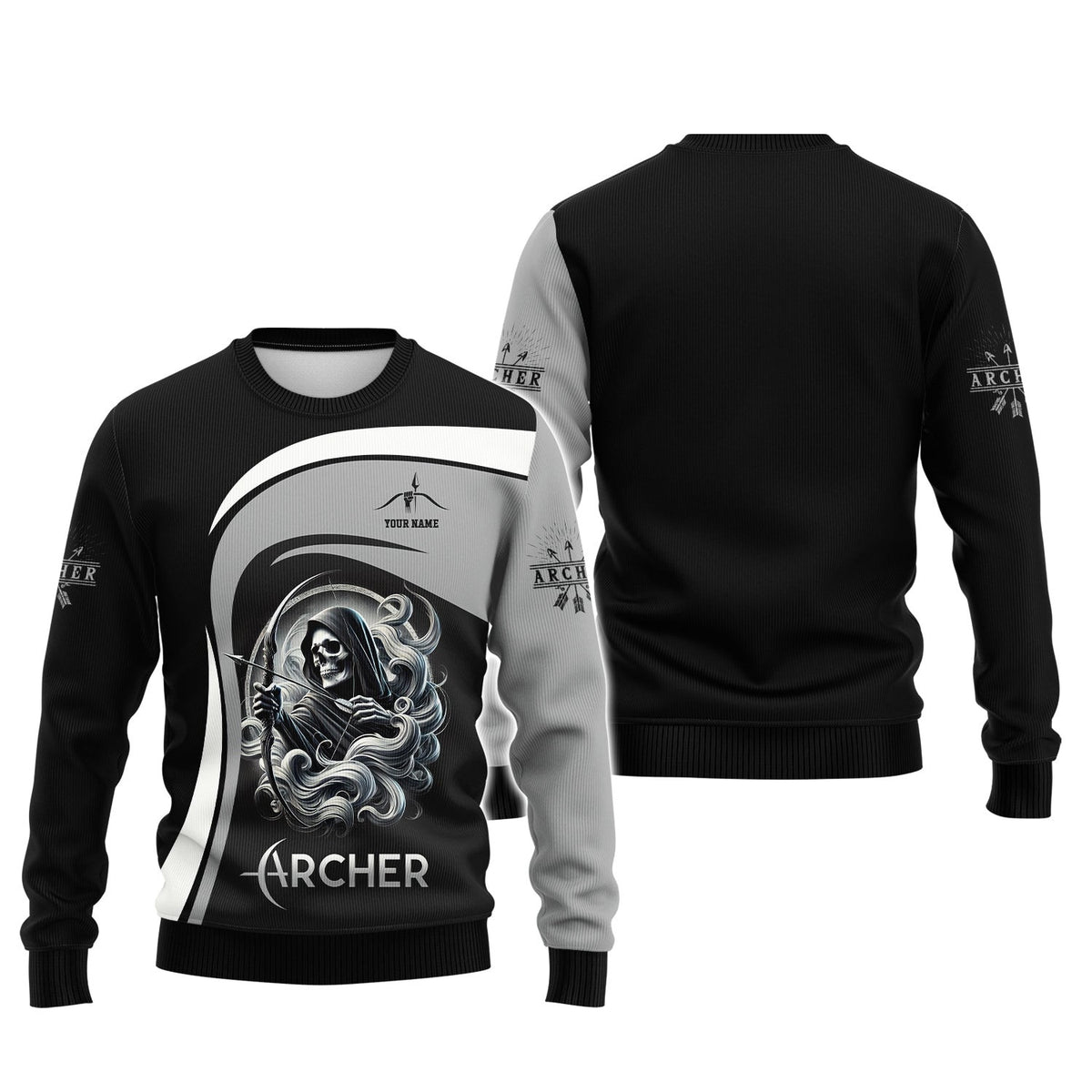 Custom Name Death Archer T-Shirt 3D, Archery Polo Shirts, Lightweight Sportswear, Gift for Archers