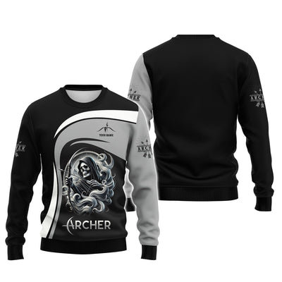 Custom Name Death Archer T-Shirt 3D, Archery Polo Shirts, Lightweight Sportswear, Gift for Archers