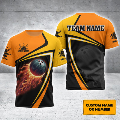 3D Customized Bowling T-shirt Fireball, Gift for Bowler