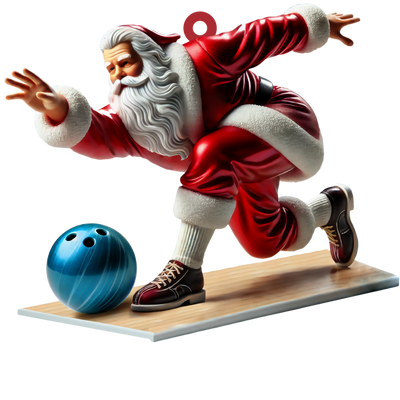 Santa Bowling, Personalize Bowling Ornament, Christmas Gift For Bowling Lovers
