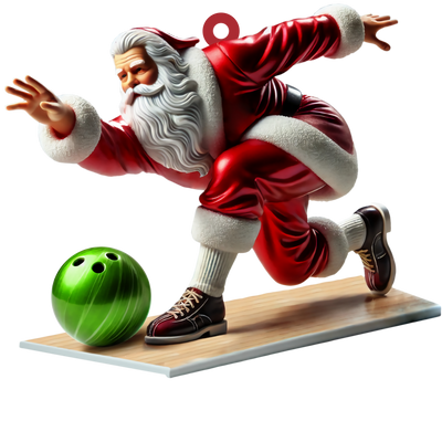 Santa Bowling, Personalize Bowling Ornament, Christmas Gift For Bowling Lovers