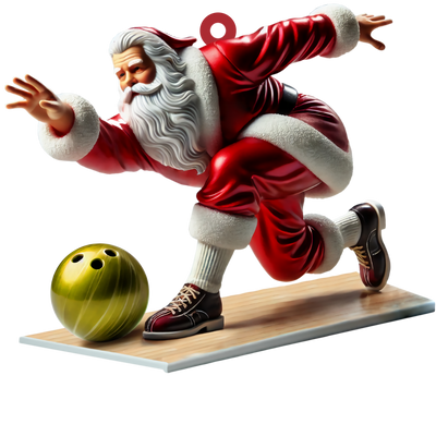 Santa Bowling, Personalize Bowling Ornament, Christmas Gift For Bowling Lovers