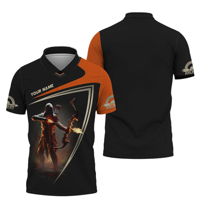 Archery Combatant Custom Name T-Shirt 3D, Archery Polo Shirts, Lightweight Sportswear, Gift for Archers