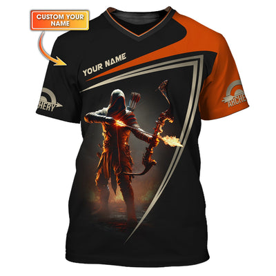 Archery Combatant Custom Name T-Shirt 3D, Archery Polo Shirts, Lightweight Sportswear, Gift for Archers